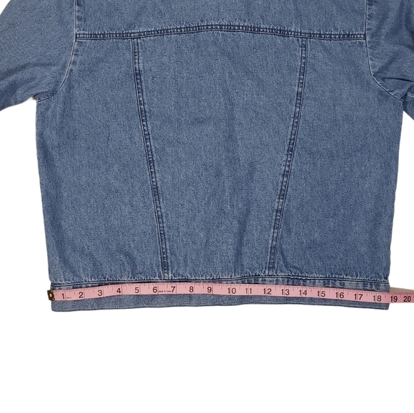 Vintage Saint Germain Blue Chambray Jacket Sz L ? Crotchet Button Up Jean Denim - Picture 10 of 12